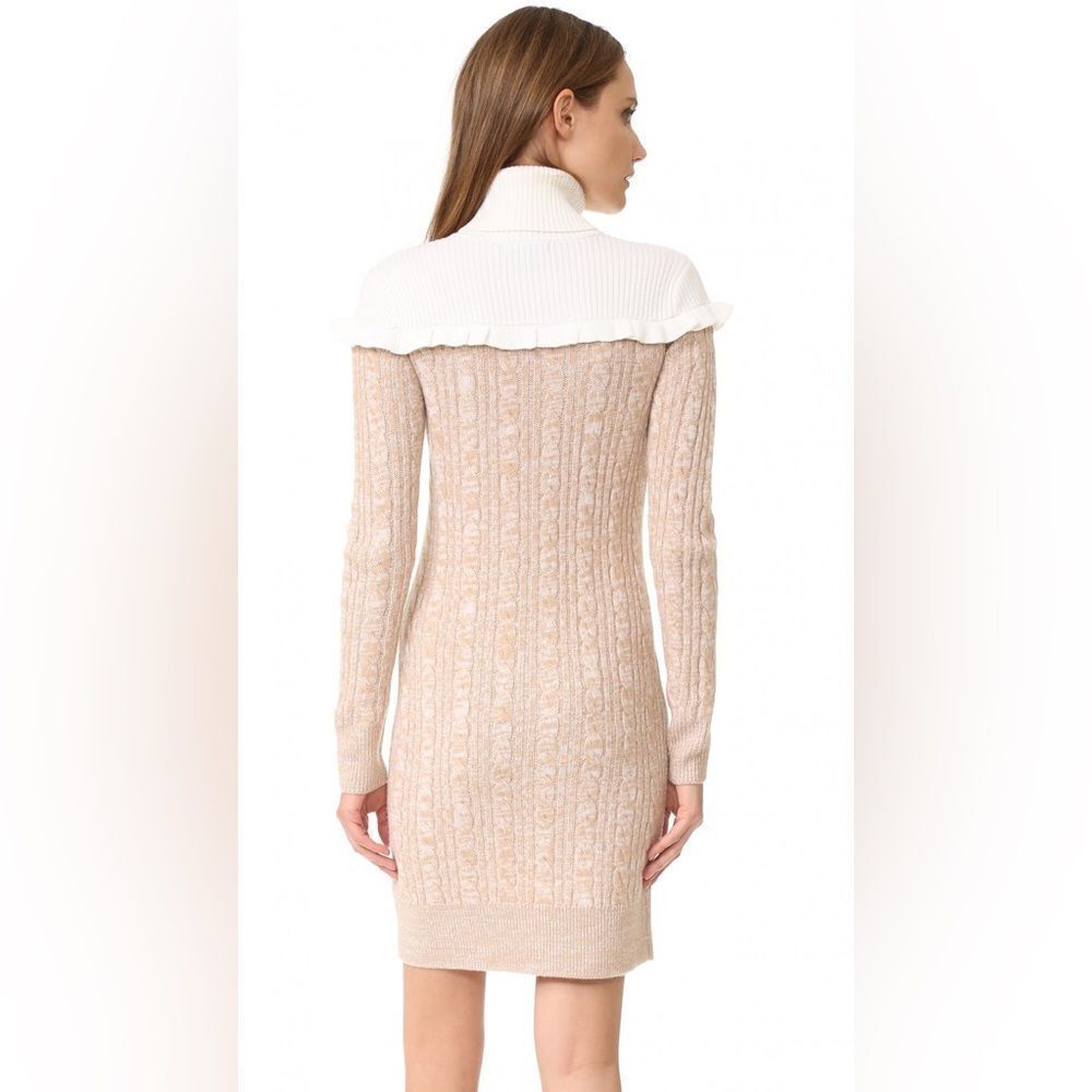 Club Monaco Turtleneck Sweater Dress Panthea Ruffle Yoke Cable Knit Midi - Picture 2 of 12